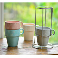 HAONAI french style hand made stackable mug/concave ceramic mug/porcelain coffee mug.